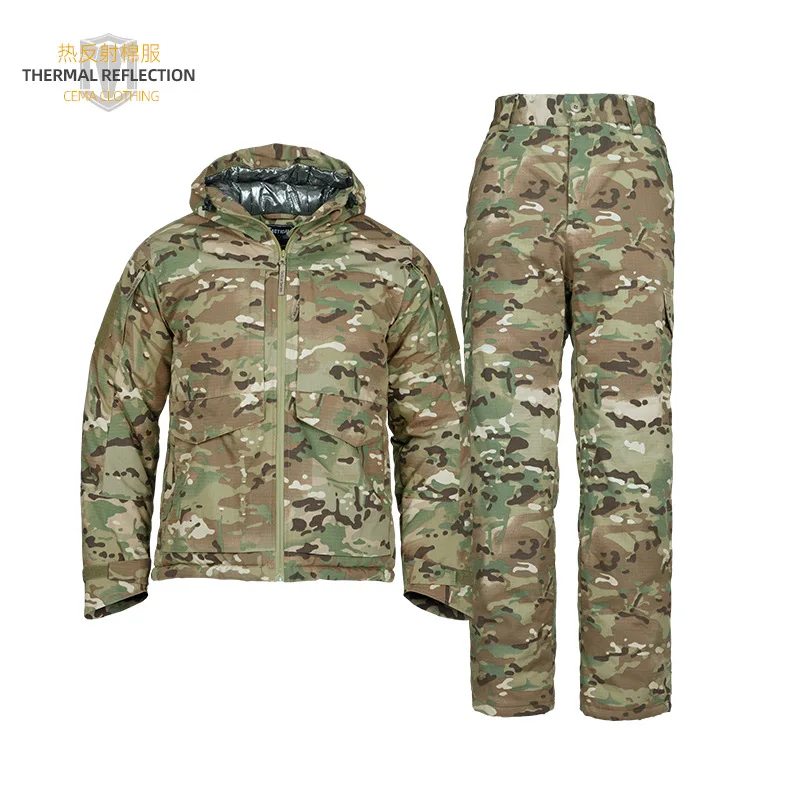 Men's Thermal Heat Reflective Camo Tactical Jacket Winter Military Hard Shell Windproof Durable Insulated Coat for Outdoor