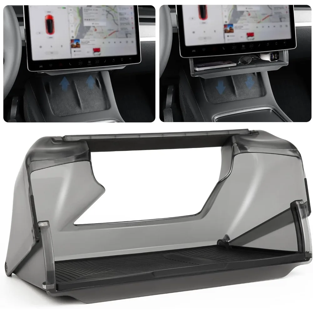 

For Tesla Model 3/Y Juniper/Launch 2026 Center Console Screen Under Storage Box Hidden Organizer Tray Interior Accessories