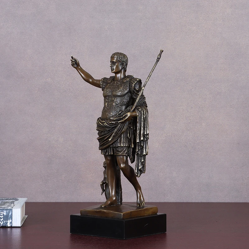 Bronze Octavian Augustus Statue Famous Sculpture Roman Emperor Augustus Caesar Collectible Figurine Home Decor