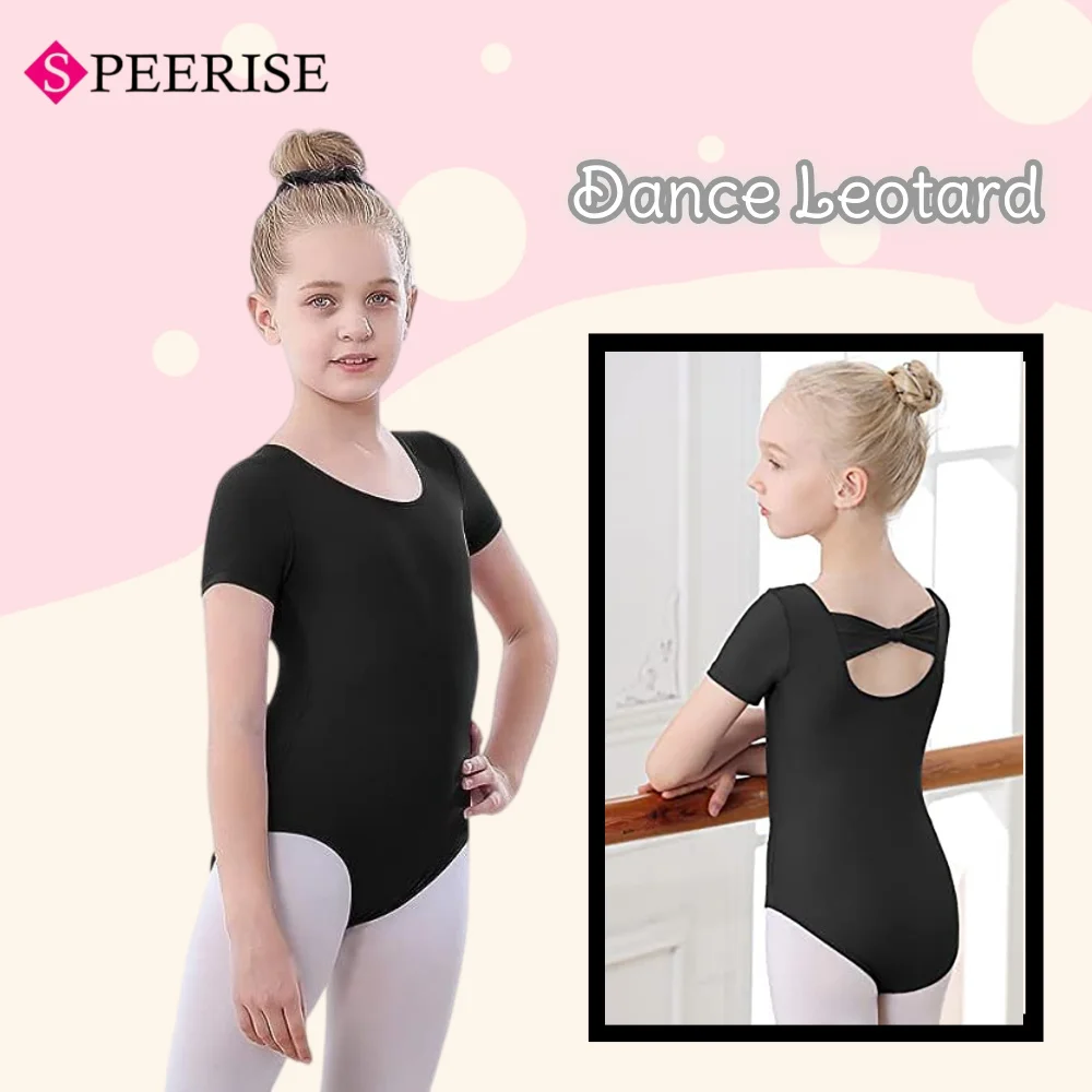 

Kids Spandex Ballet Dance Leotard Spandex Princess Bowknot Short sleeved Dancewear Girls Gymnastics Trainning Suit