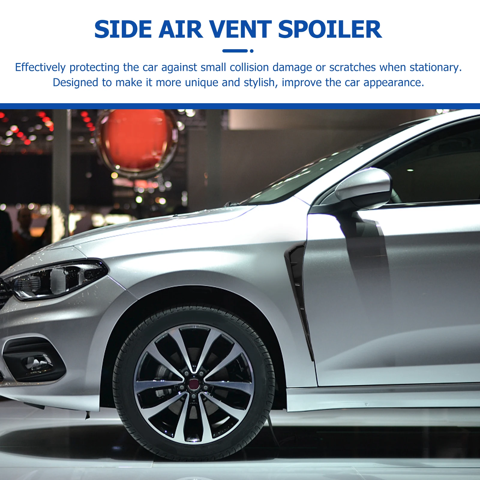 

Side Vent Sticker Fade Resistant ABS Car Exterior Accessories Air Flow Intake Hole Decor Black Cover Spoiler Trim