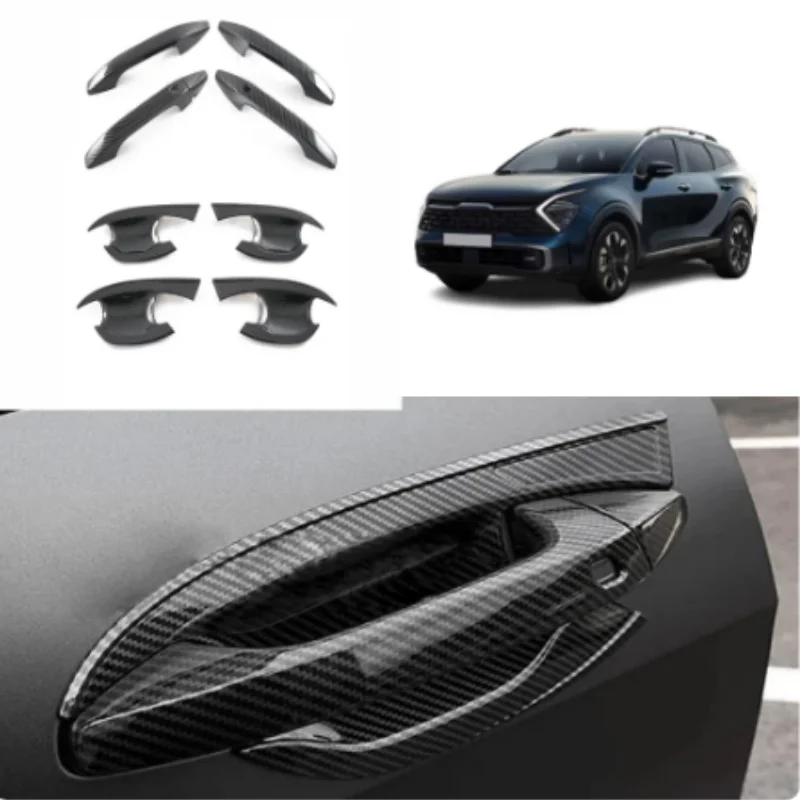 

For Kia Sportage NQ5 2021 2022 2023 Carbon Fiber Side Door Handle Cover door bowl Trim Protector Garnish Sticker Accessories