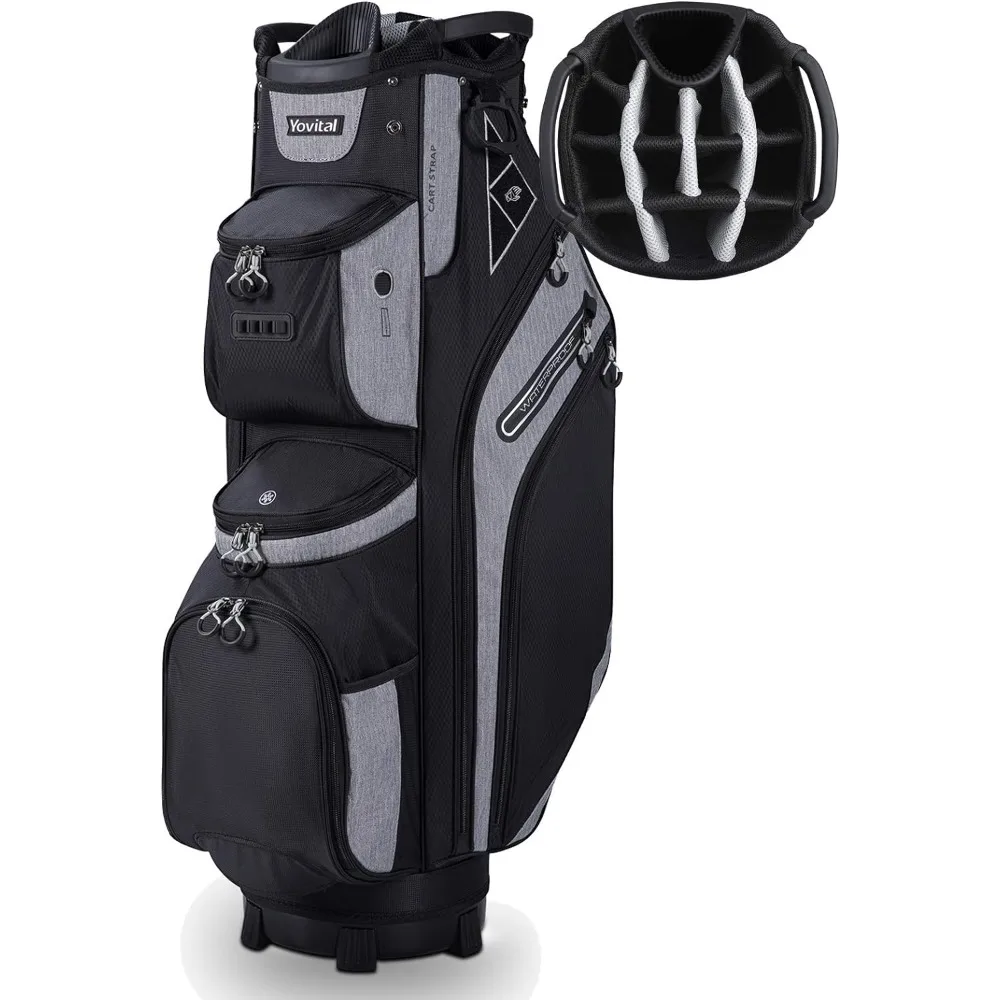 

14 Way Golf Cart Bag for Push Bag Classy Design Full Length with Cooler, Rain Hood, Putter Well