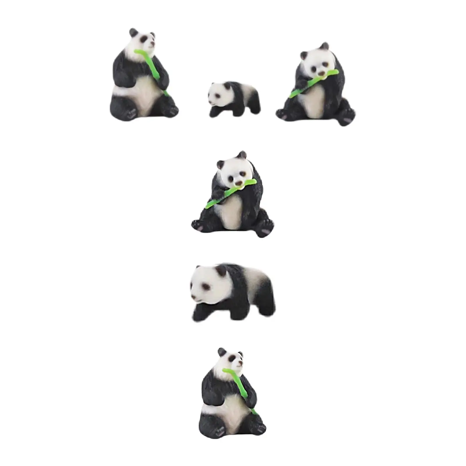 Miniature Resin Pandas Mini Animal Ornament 1/87 Scale Home Decoration