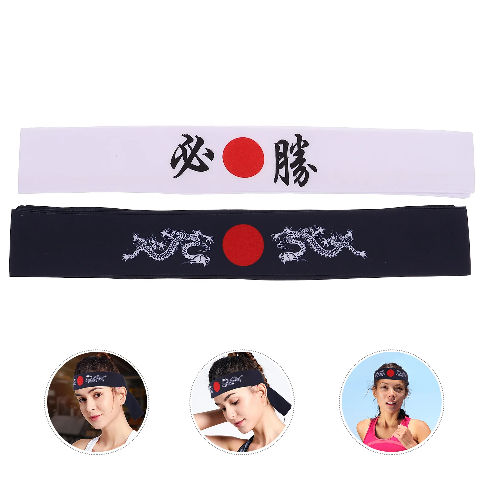 2 uds Bushido diadema entrenamiento de Karate estilo japonés Yoga deportes cocina Clip ejercicio correr entrenamiento accesorios para el cabello