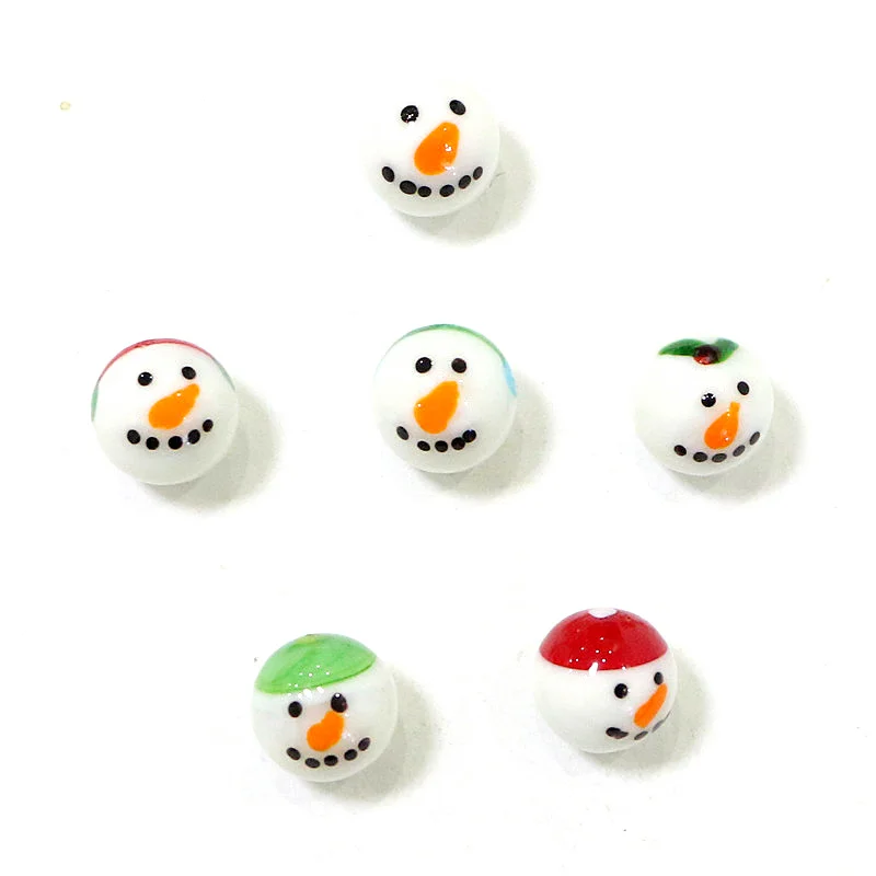 6PCS Cute Snowman Rare Glass Marbles Ball Kid\'s Game Pinball Gifts Xmas New Year Ornaments Garden Outdoor Decor Accessories 16mm