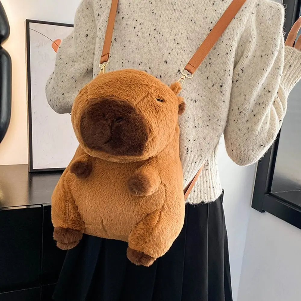 Ransel hadiah kartun Capybara mewah tas bahu kartun Capybara hewan tas punggung boneka mewah tas sekolah siswa perempuan