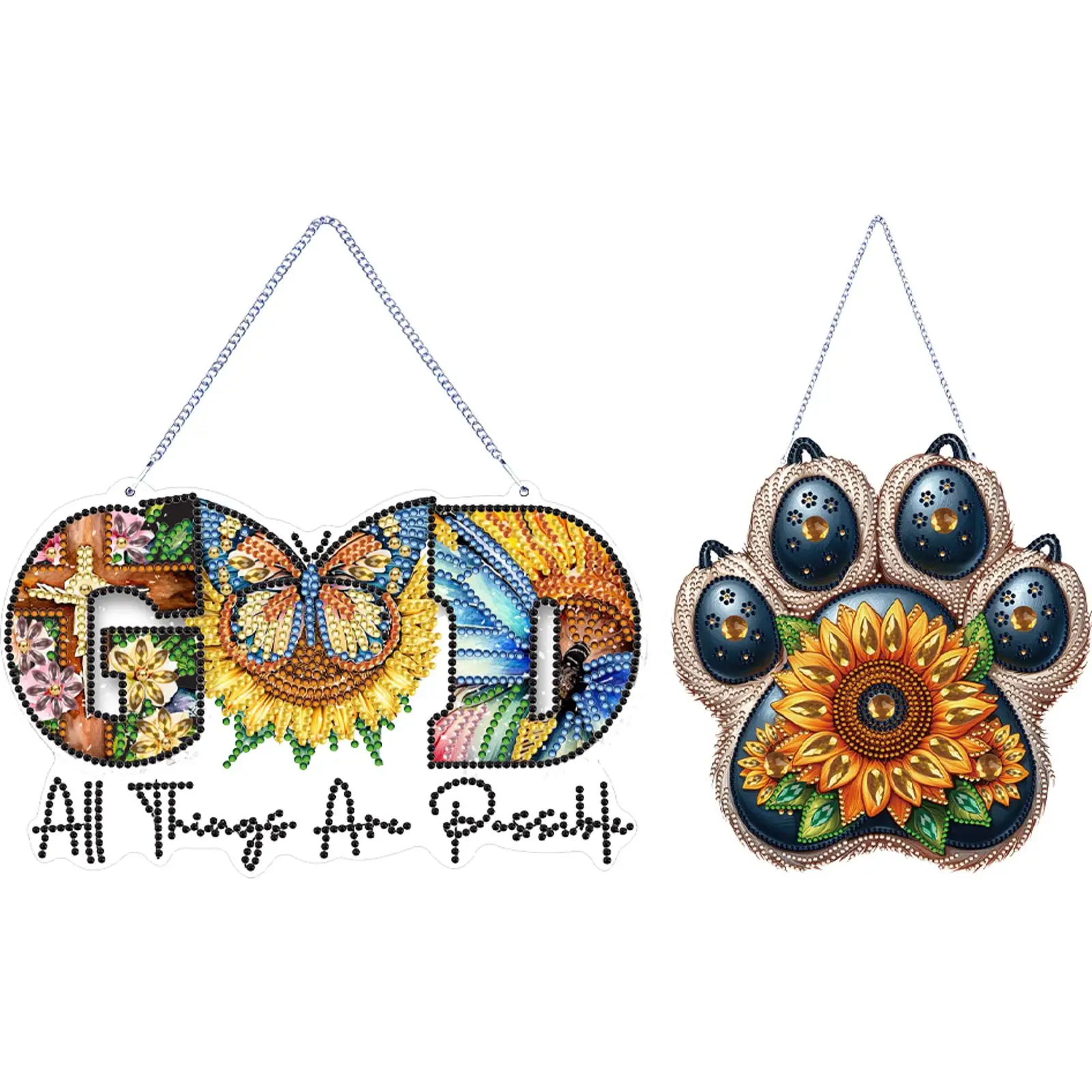 

Acrylic Diamond Art Hanging Pendant Colorful 5D DIY Diamond Painting Dots Pendant Rhinestone Diamond Art Window Pendants