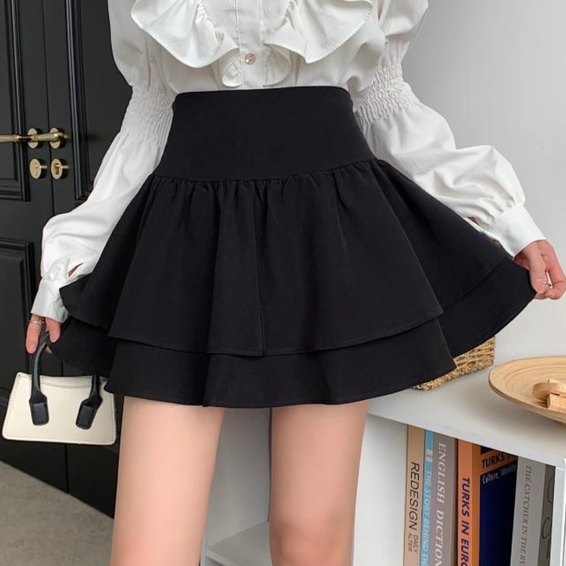 Mini Kawaii Skirts Women Ball Gown Temper Summer Ruffles Aesthetic Solid Vintage Casual Streetwear Girl Tender Faldas Basics New