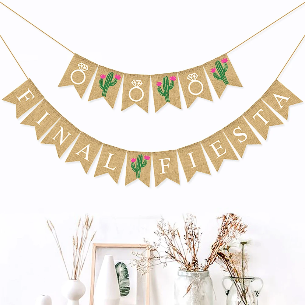 

Swallowtail Banner Linen Wedding Celebration Hanging Bride Flowers Cactus Rich Colors Natural Easy Assemble