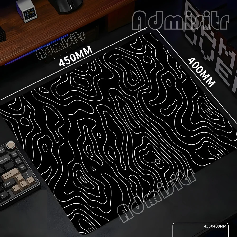 45x40CM Black White Texture Strata Liquid Mouse Pad Pc Gaming Accessories Rubber Mousepad Gamer Deskmat Topographic Mause Pads