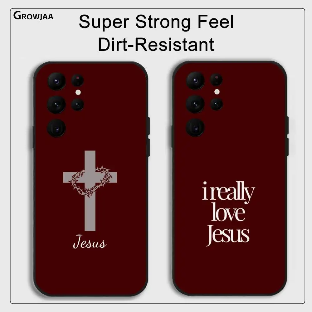 

God Love Jesus Text INS Phone Case For Samsung Galaxy S24 Ultra S22 S23 Ultra S21 S20 5G Protective Silicone TPU Soft Funda
