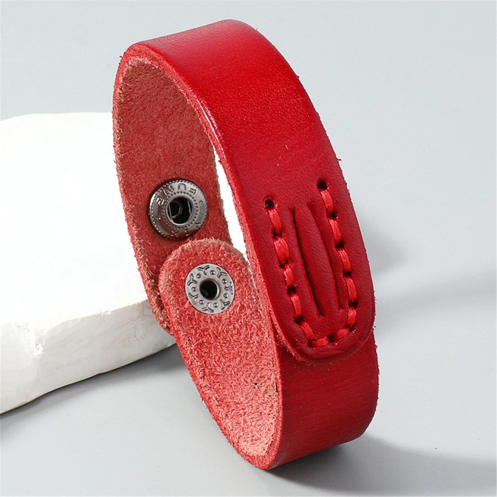 Black Brown Blue Green Red Genuine Leather Wrap Bracelets Men Bangles Wristband Casual Jewelry