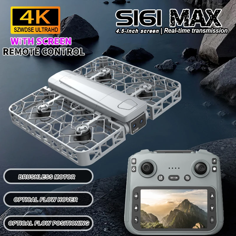 

2025 NEW S161 MAX Drone 4K Profesional HD Dual Camera optical flow positioning With Screen Brushless Motor FPV Quadcopter Toys