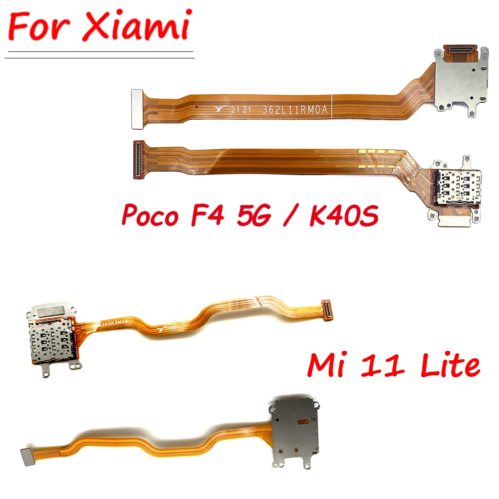 NEW For Poco F4 5G SIM Card Holder Tray Slot Reader Socket Flex Ribbon Cable Connector Board Replacement For Xiaomi Mi 11 Lite