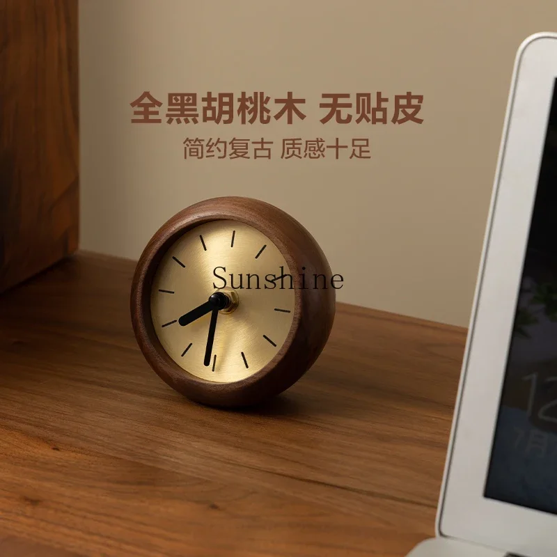 Black walnut desktop small clock ornament high value bedroom bedside desktop clock