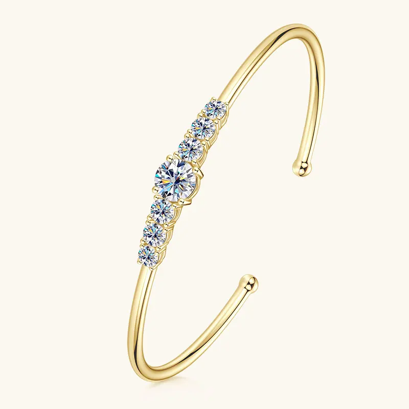 Anizw 1.0ct 6.5mm Round D Moissanite Bracelet Cuff for Women 925 Silver Opening Bangle Certified Lab Diamond Jewelry 2026 Trend