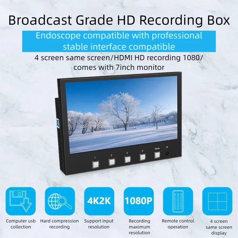 Video Mixer Switcher with 4 HDMI Input 1 HDMI & USB-B Output 7 inch Screen for Real Time Production USB3.0 Live Streaming