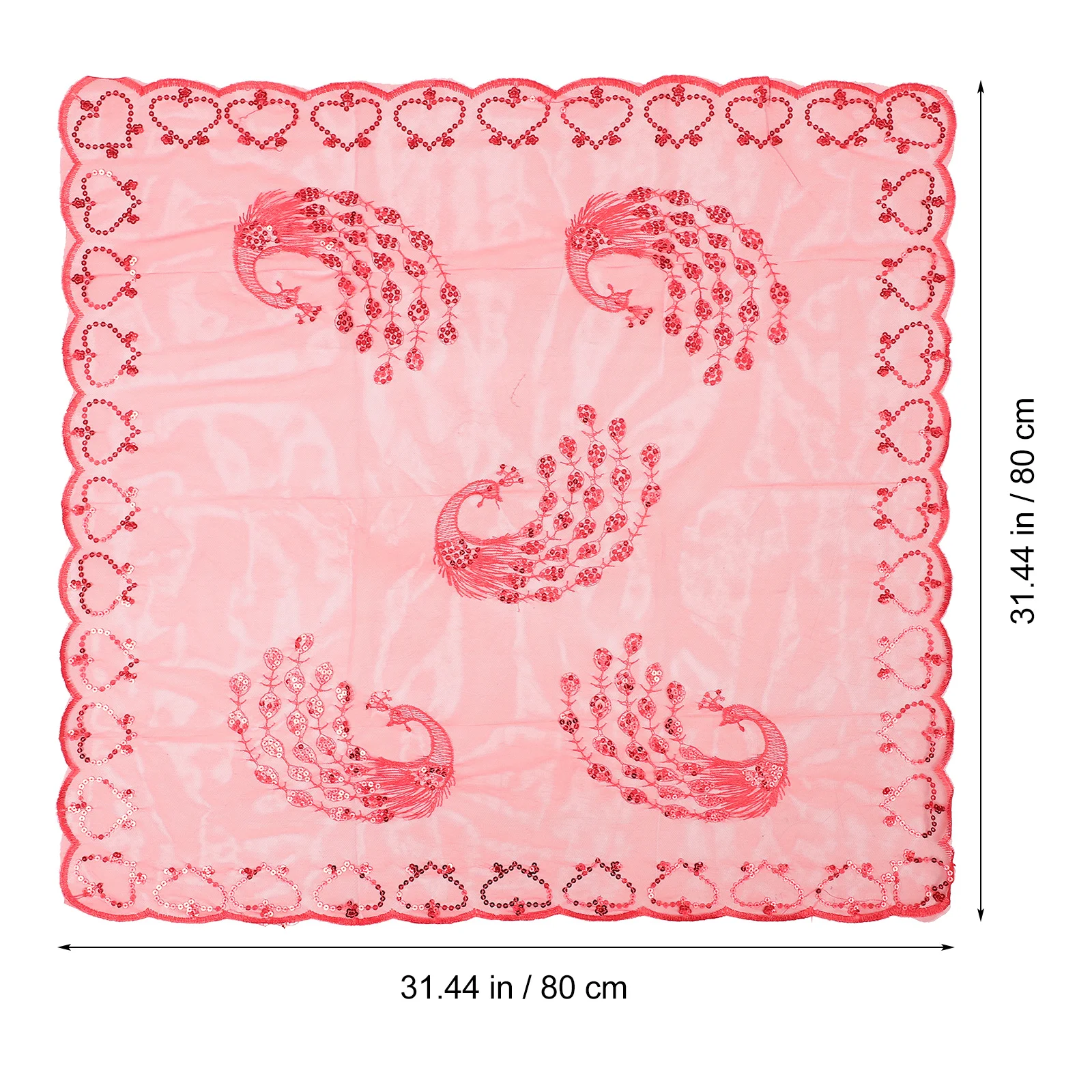 Bride Peacock Veil Wedding Photo Lace Mesh Translucent Chinese Style Sequins Yarn Red