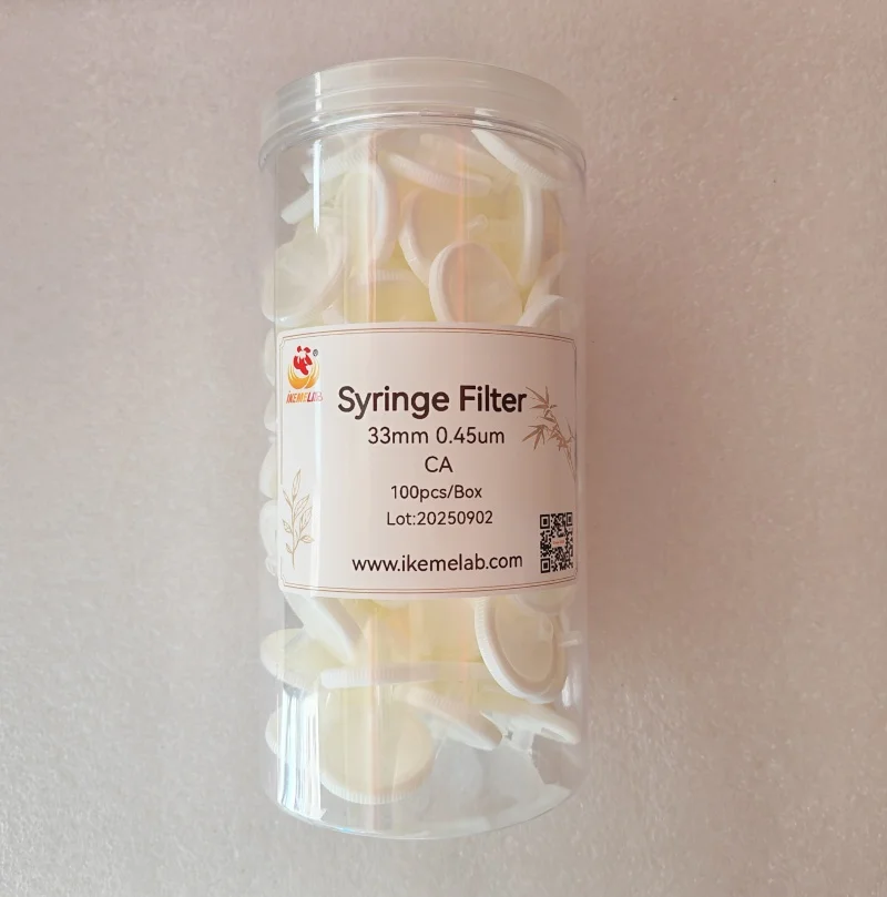 IKEME 100 шт. лабораторный шприцевой фильтр гидрофильное ацетатное волокно CA мембранный шприцевой фильтр CA 33 мм 0,45 мкм