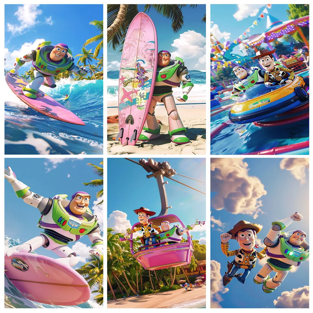 

Toy Story Buzz Lightyear Beach Surfing Party Decoration Backdrop for Outdoor Birthday Celebrations Family Gatherings Kids Photo