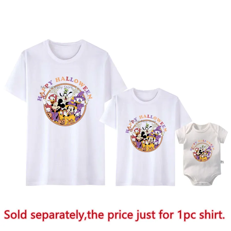 New Disney Happy Halloween Shirts Funny Mickey Minnie Disneyworld Tshirts Fashion Father Mother Kids Tops Disney Vacation Outfit