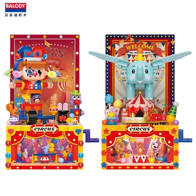 Balody Circus Series Building Block Clown Little Elephant Flying Assembly Model Educational Toys Desktop Ornament Gifts