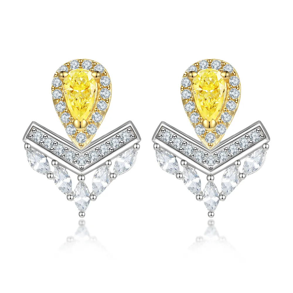 

Серьги-короны из стерлингового серебра 925 пробы с покрытием из 18-каратного золота PT950 с платиновым топазом, женские цветные серьги-короны с кисточками и сокровищами V-образной формы