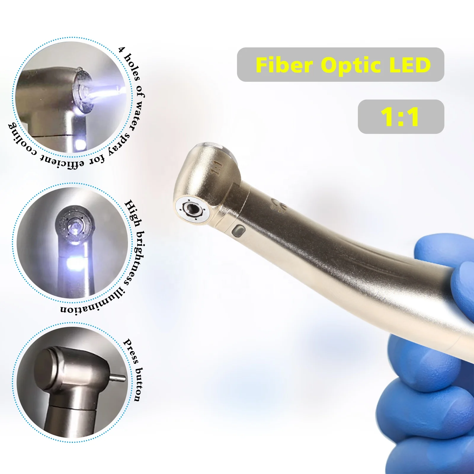 ขายร้อน! Den tal 1:1 ไฟเบอร์ออปติก Contra Angle Handpiece ปุ่มกด Fit NSK E-Type TOSI