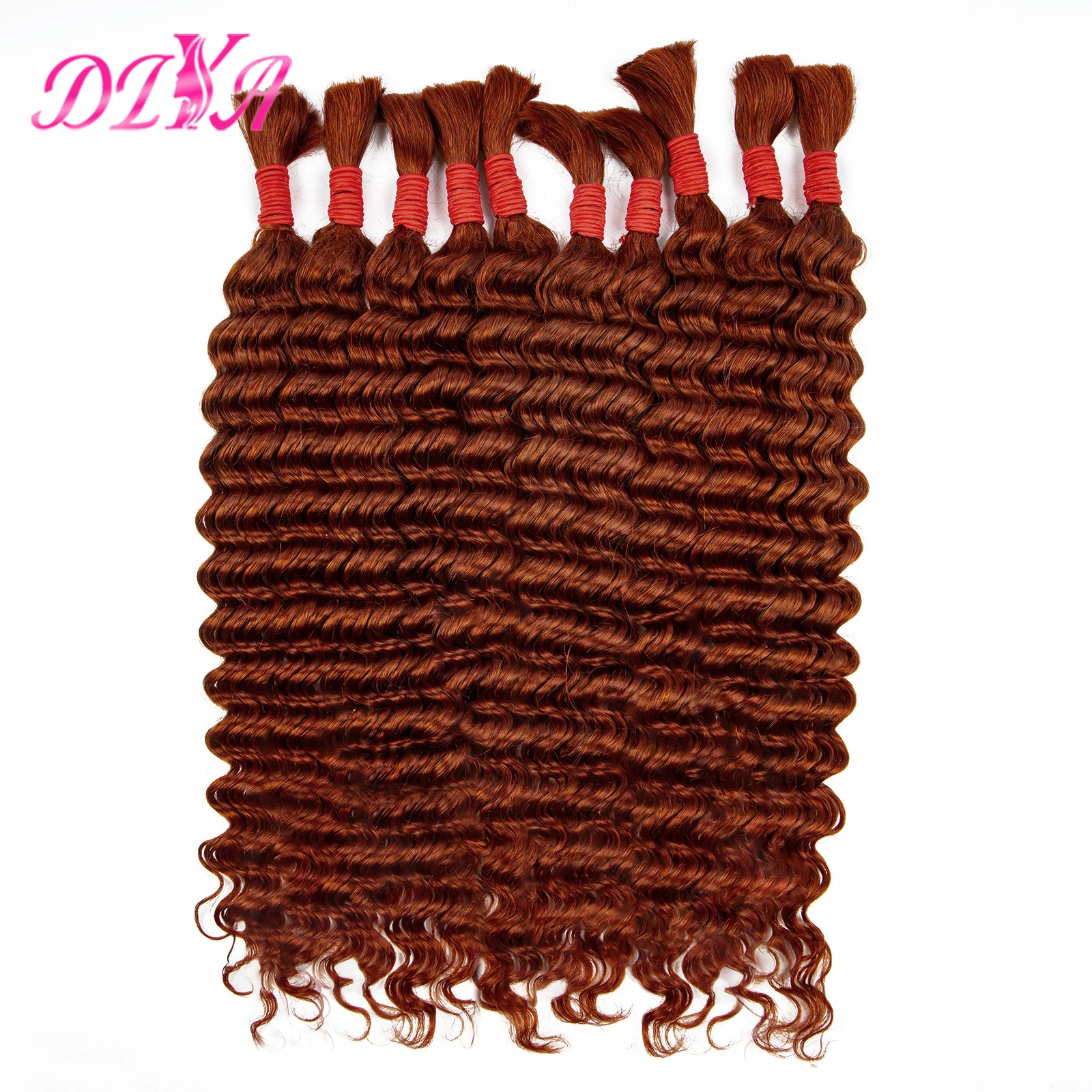 350 Human Hair Bulk No Weft Deep Wave Human Braiding Hair Boho Briads Braiding Human Hair Ginger Color Virgin Hair