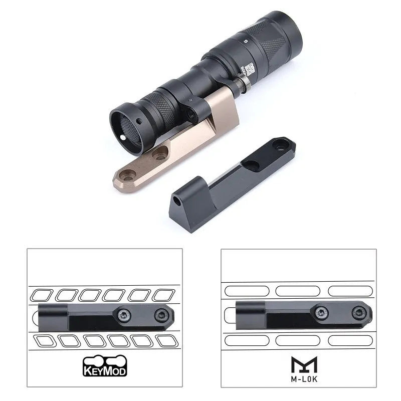 WADSN SF M300 M600 Tactical Flashlight Mount Metal Offset Rotating Base Hunting Airsoft M340WM640 Accessory Fit Mlok Keymod Rail