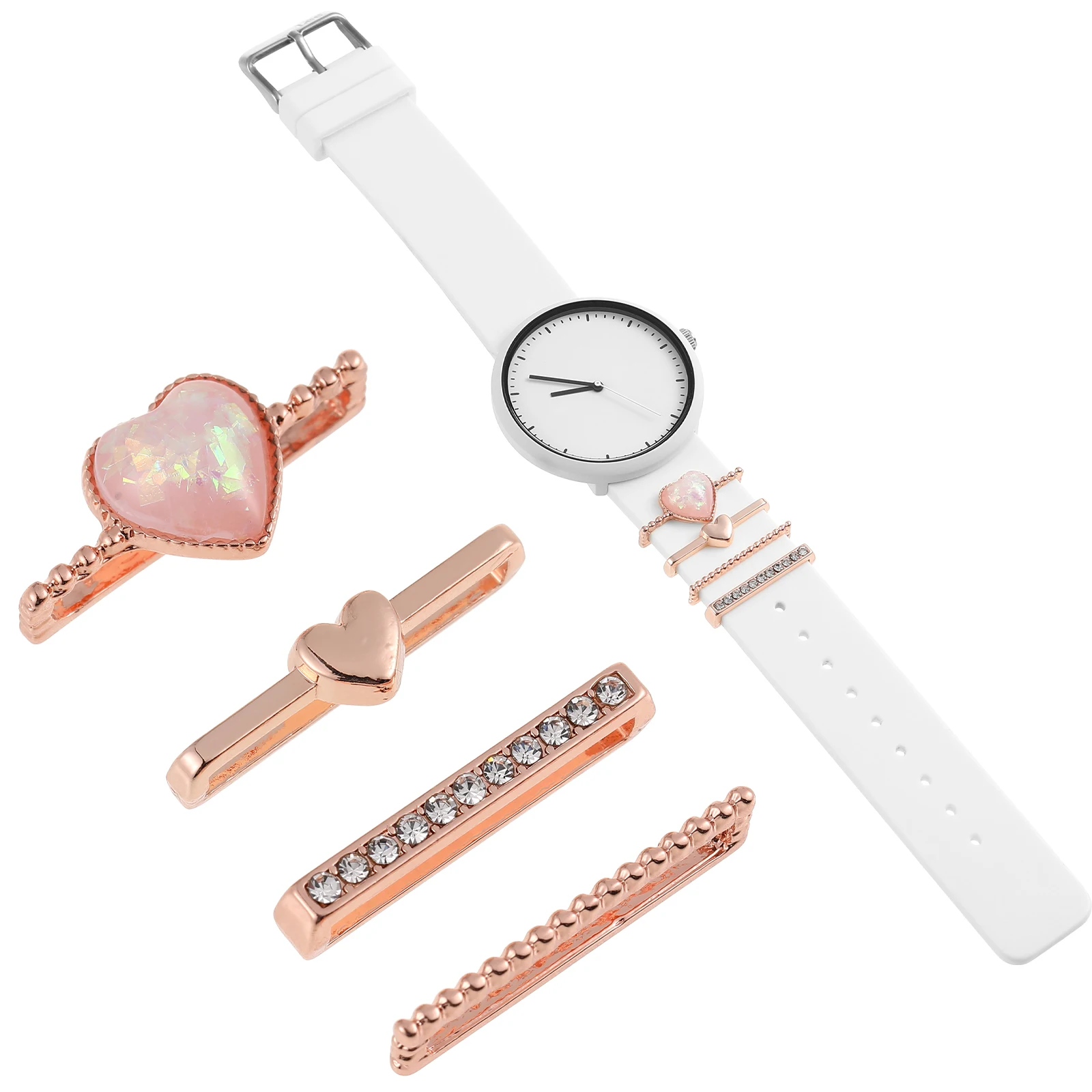 

4 Pcs Decorative Ring Loops for Smartwatch Delicate Watchband Accessories Wristband Ornaments New Heart Charms Decoration Ring