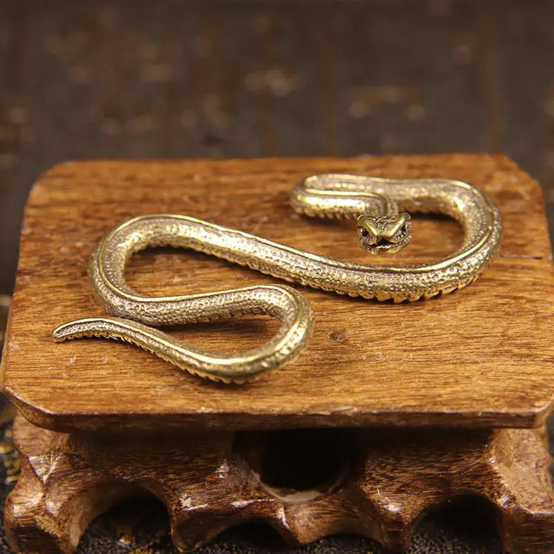 Copper Brass Mini Snake Antique Bronze Decor Figurines for Interior Decoration Desktop Ornament Pure Copper Miniatures Statue