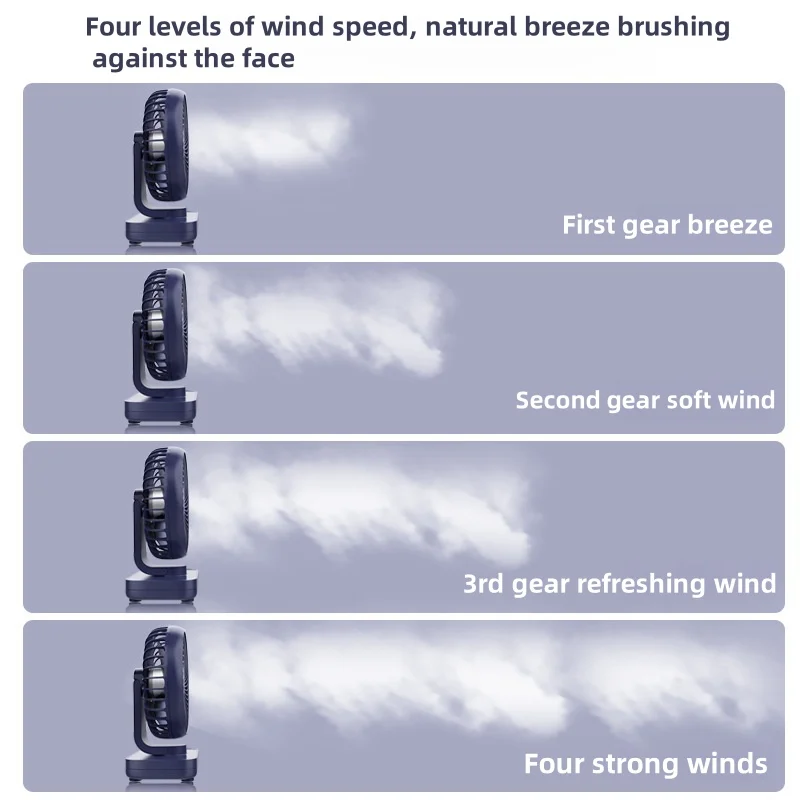 Mini ventilatore portatile ventilatore da tavolo automatico 4 velocità Wind Mute raffreddatori d'aria regolabili ricaricabili per ufficio Home Desktop Office