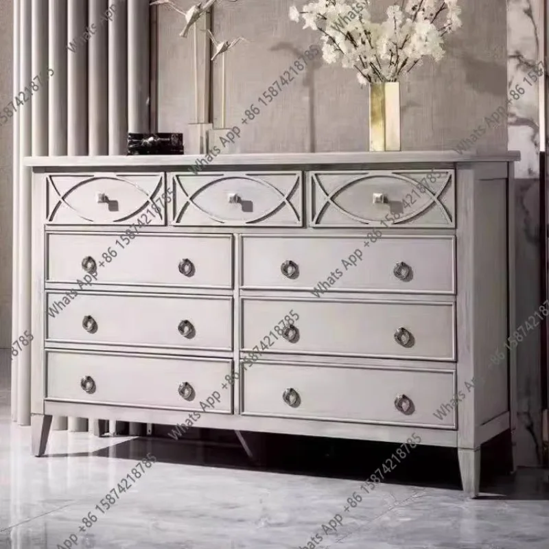 American Simple Solid Wood Nine-bucket Entrance Cabinet Can Be Customized Into The Home Storage Cabinet Storage Side Cabinet X