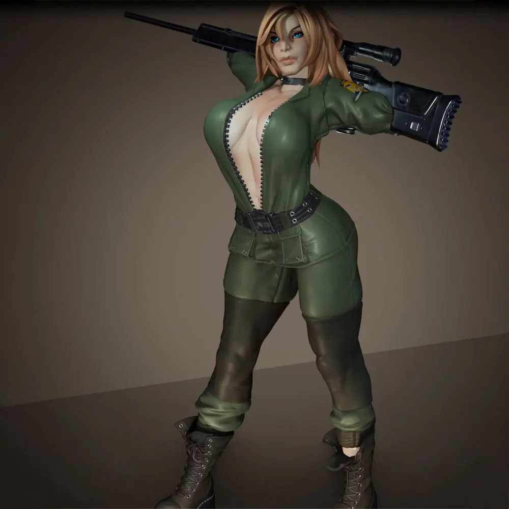 1/24/12/6 Battlefield Female Gunner, Sniper Sexy Girl Resin Model Kit Mini 3D Printed Gray Model Statue, Unpainted, Unassembled