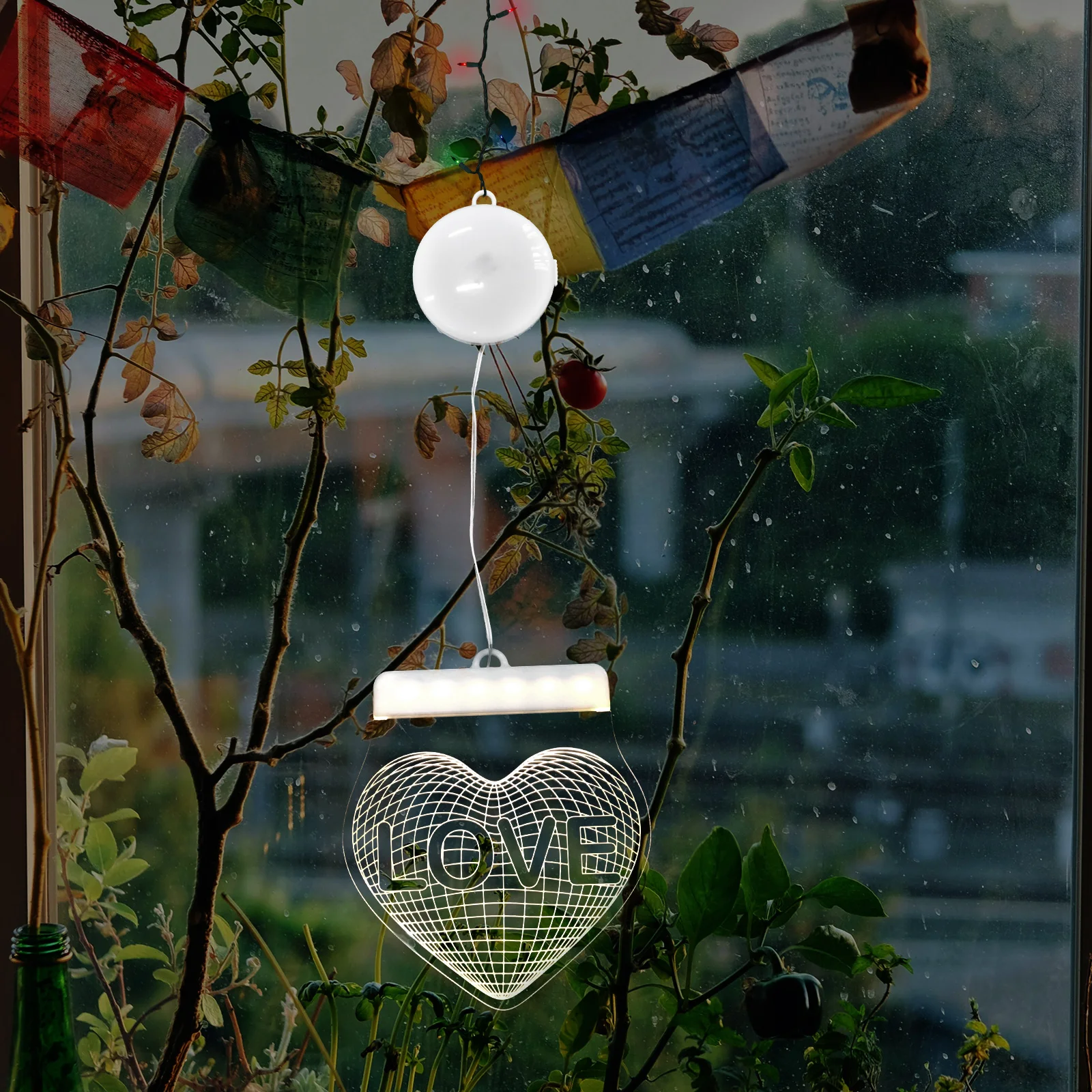 

Romantic Heart Shaped LED Suction Cup Hanging Lights Decorative Night Light Valentines Day Wedding Anniversary Window Party