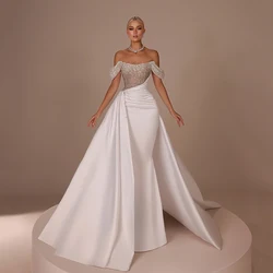 Eightree Elegant Mermaid Wedding Dresses Off The Shoulder Beadings Bridal Dress Boho Beach Wedding Prom Ball Gowns Customized