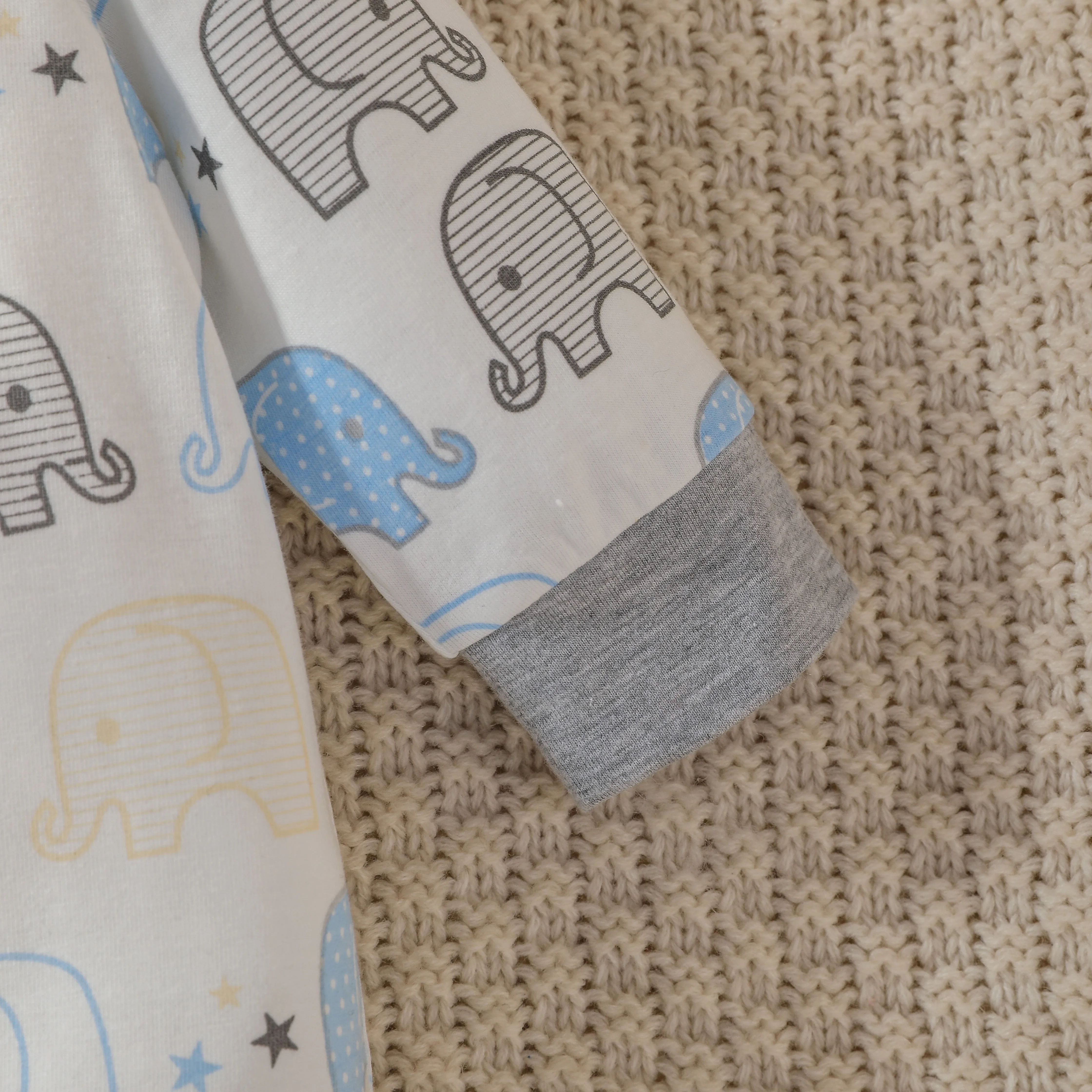 4Pcs Baby Boys Spring/Autumn Long Sleeve Cartoon Elephant Cute Casual Jumpsuit +Bib+Hat+Gloves