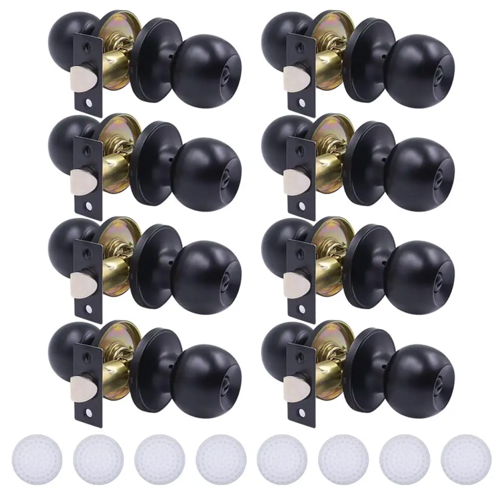 Interior Privacy Door Knobs Set Keyless Matte Black Round Lock Bedroom Bathroom