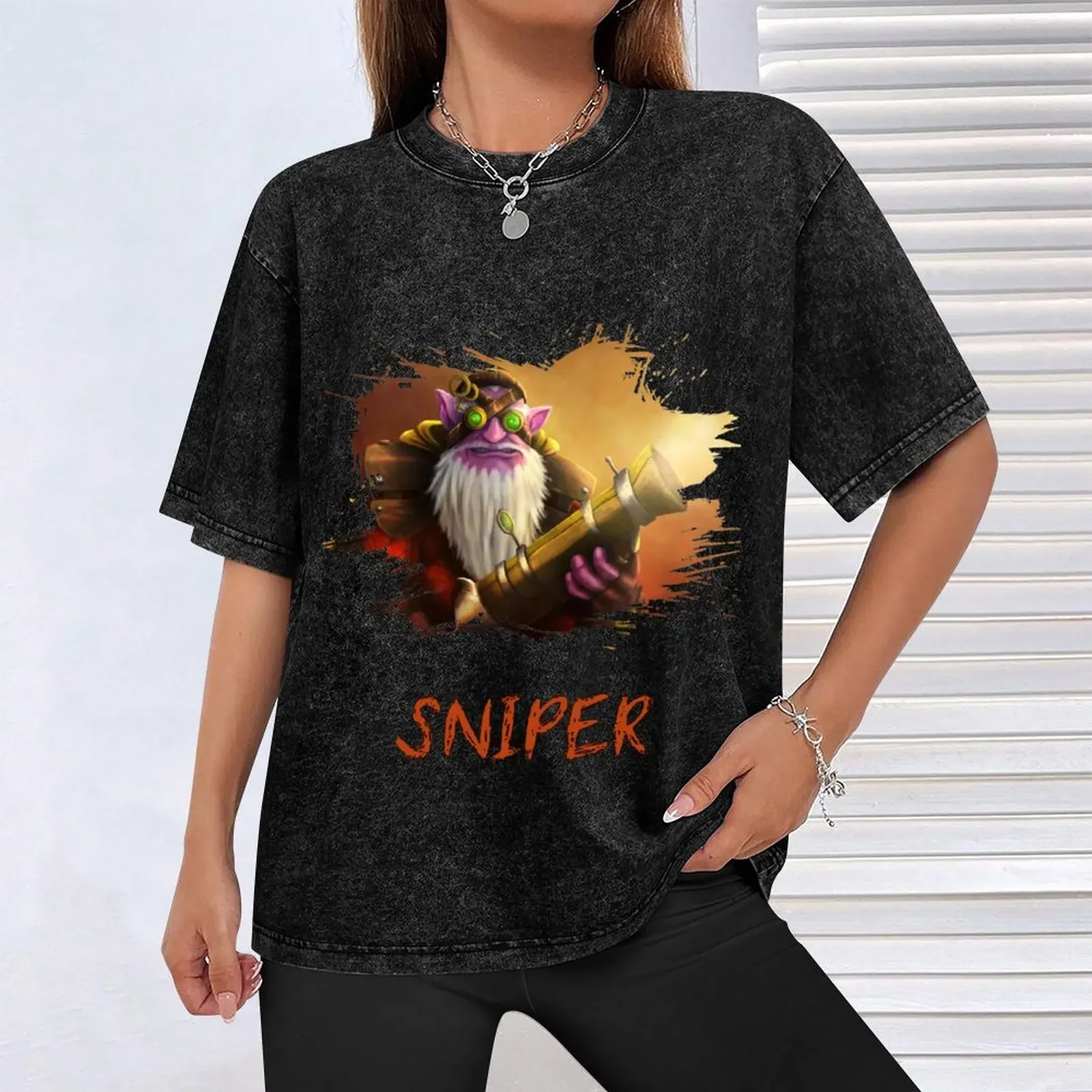 Dota 2 Sniper T-Shirt blue archive valentines boutique clothes funny shirt cotton vintage graphic tee mens funny t shirts