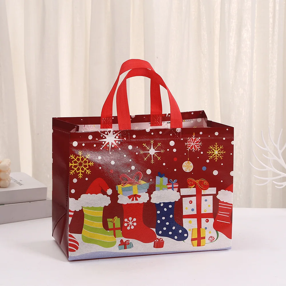 Christmas waterproof non-woven bag Holiday gift bag Shopping mall packaging bag Waterproof takeaway bag Cute hold heavy objects