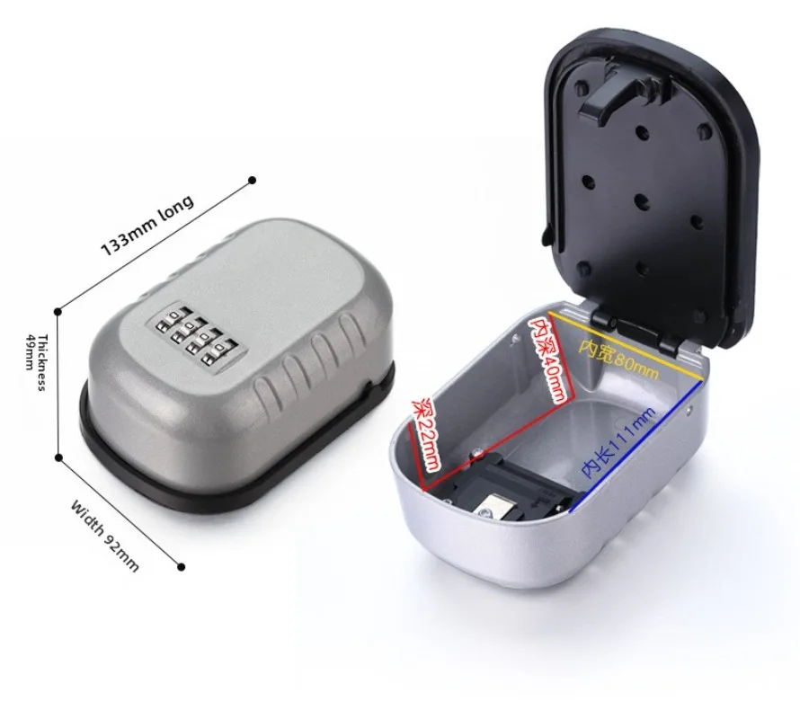 Modern Aluminum Key Box in Black and Silver, Password Key Holder Organizer with Minimalist Design for Home Security and Storage