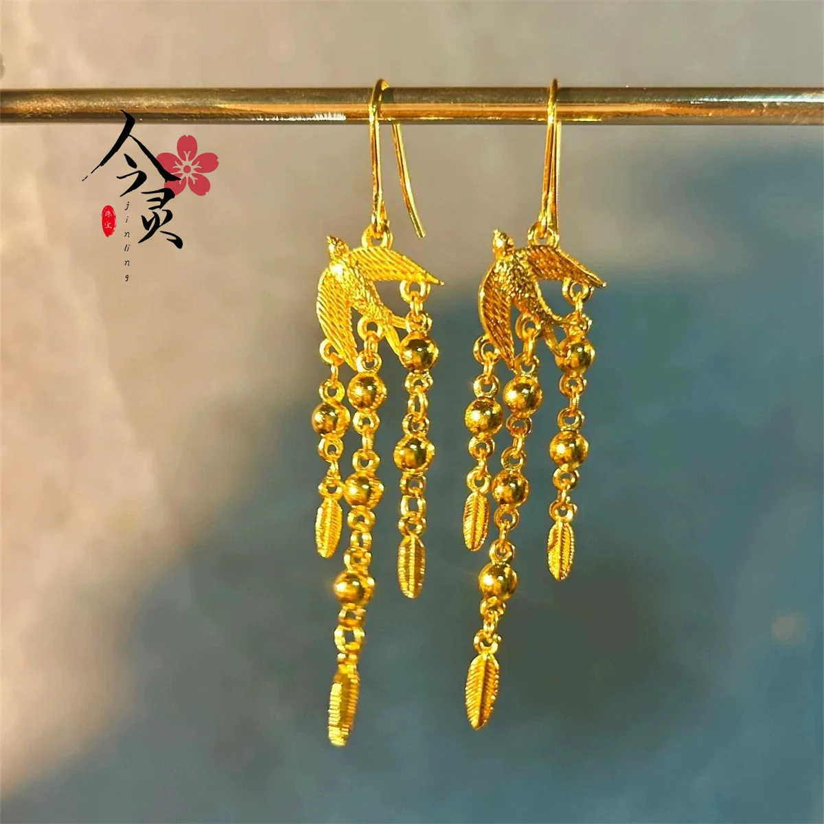 

24K Pure Gold AU999 Tassel Earrings, Graceful Swing, Elegant Women's Design, Stylish & Versatile