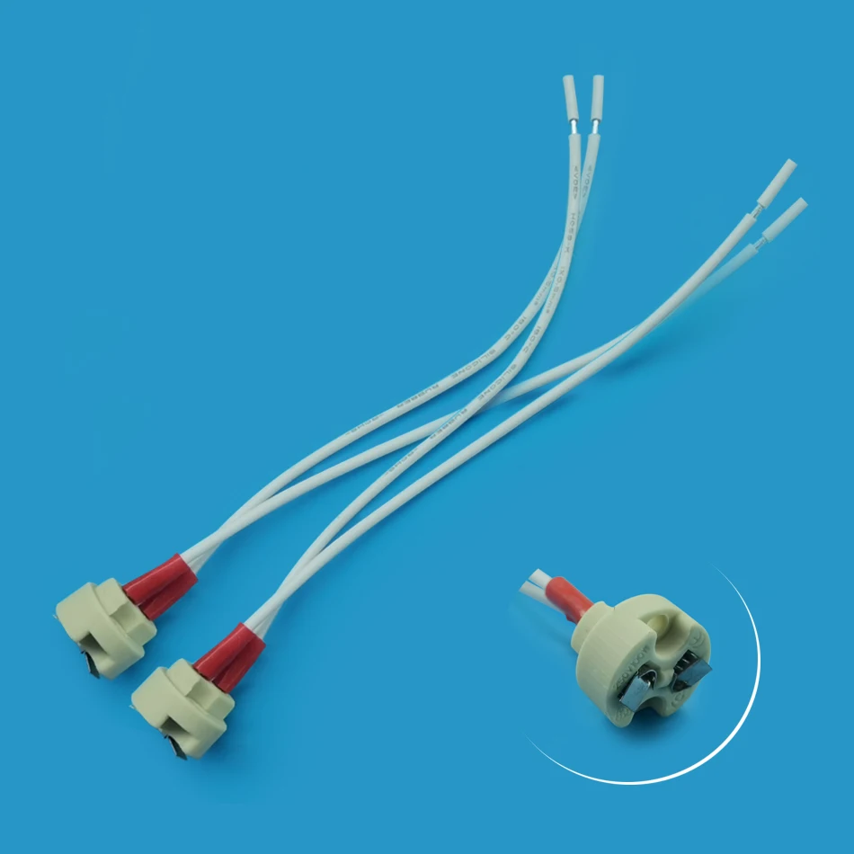 5PCS MR16 G4 18AWG wire Light Base Enhanced Europe GU5.3 Lamp Holder Round Socket Ceramic Lamp Stand G5.3 lamp Carrier