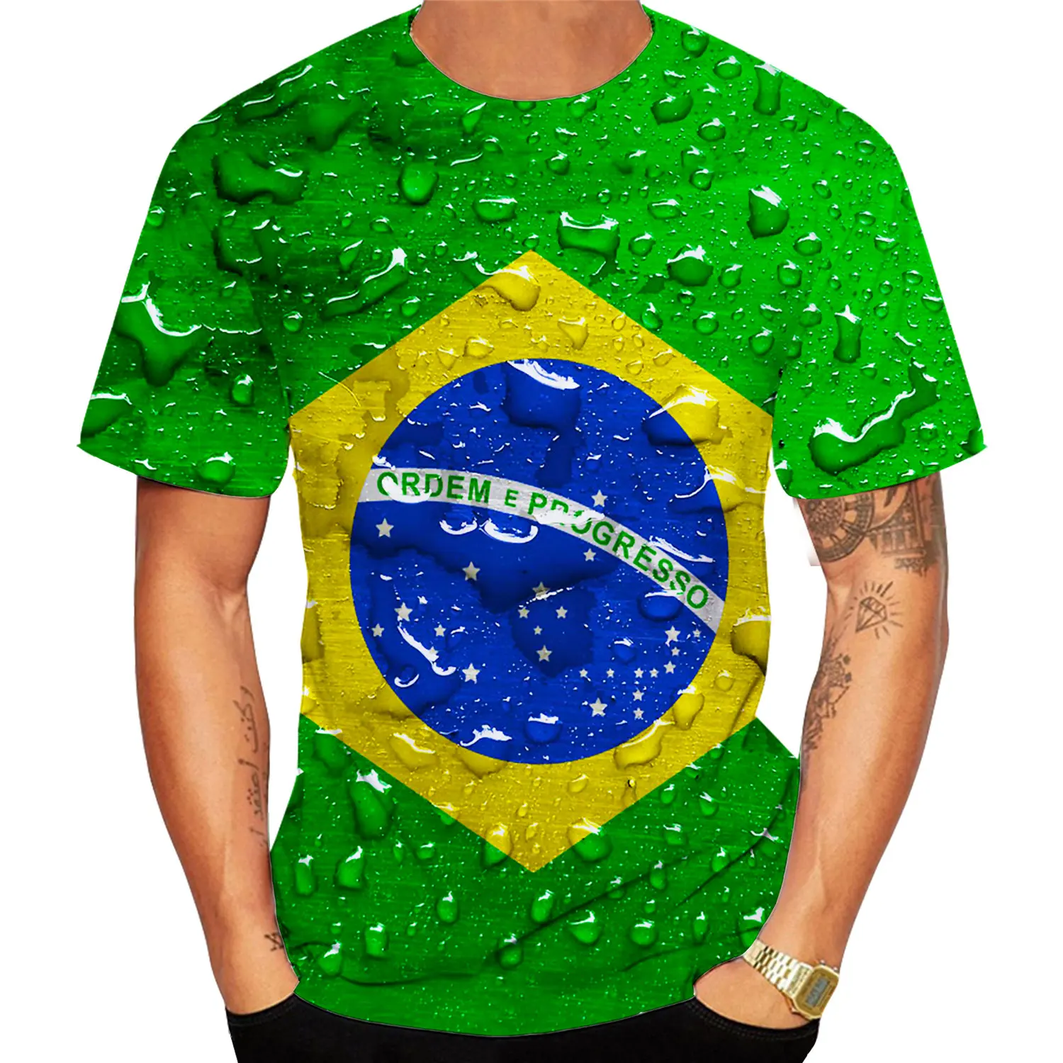 Men's 2022 Brazil Flag 3D Printing T Shirt Men's Casual Sports T-Shirt Brasil Short Sleeve Tee