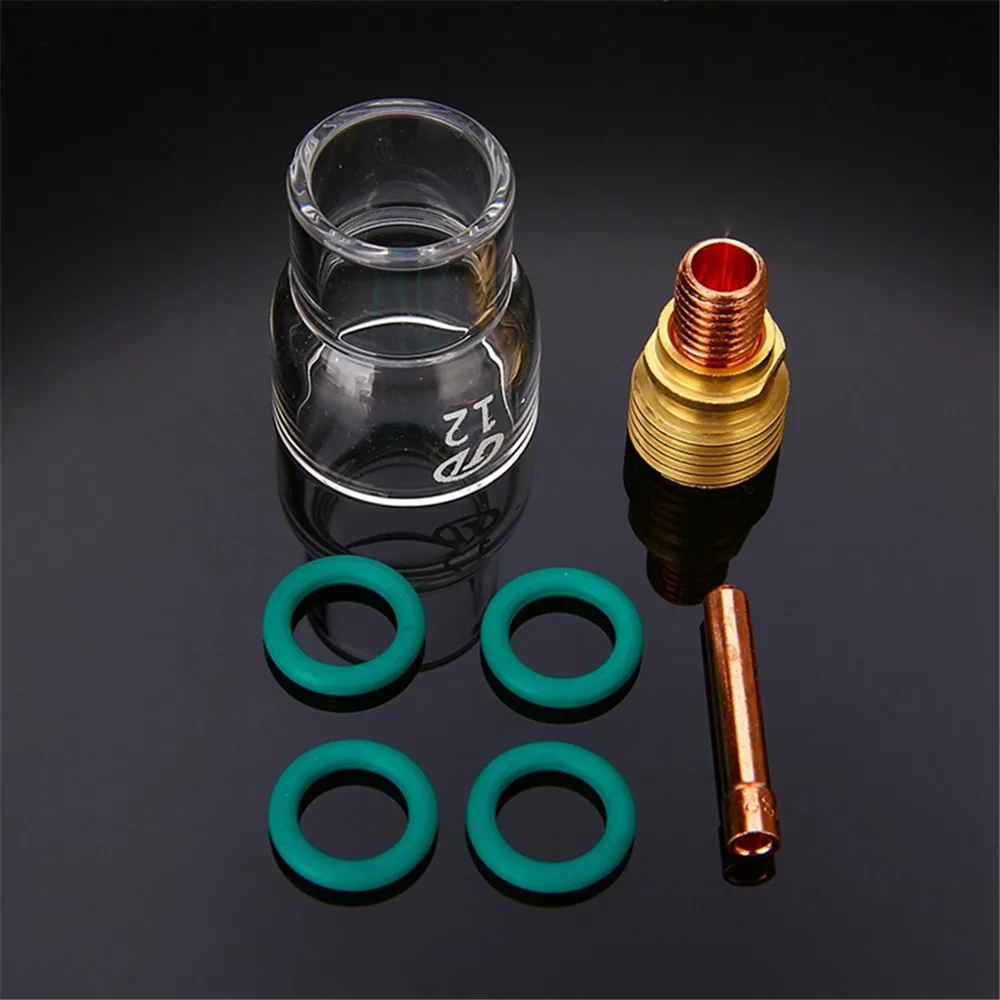 7Pcs #12 Heat Resistant Glass Cup Kit Stubby Collets Body Gas Lens Tig Welding Torch For Wp-9/ 20/ 25 Mayitr Welding Accessories