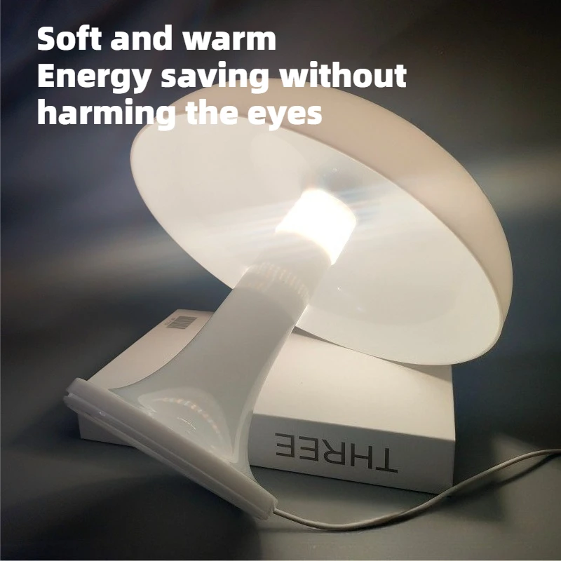 Testiera decorativa per camera da letto Lampada da scrivania a LED in acrilico con atmosfera a fungo Lampada da scrivania semplice e calda Ricarica USB