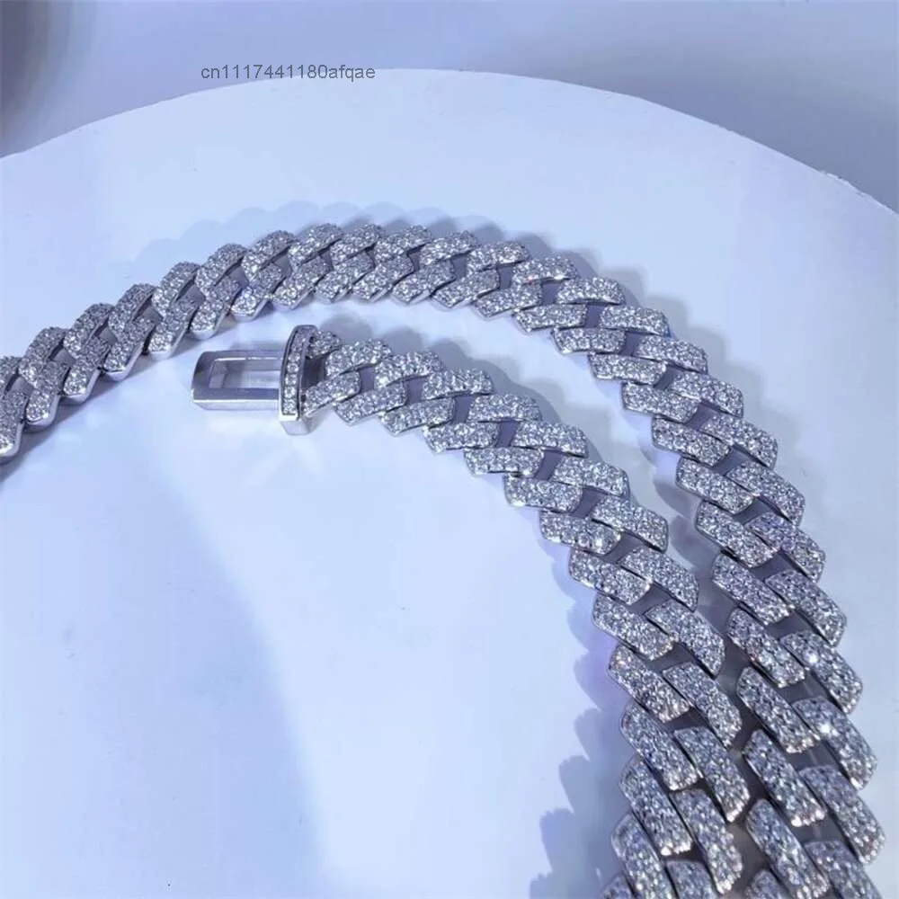 Fully Vvs Moissanite Luxury Cuban Link Chain Fine Hip Hop Jewelry Baguette Diamond Men Necklace 925 Sterling Silver Bracelet.