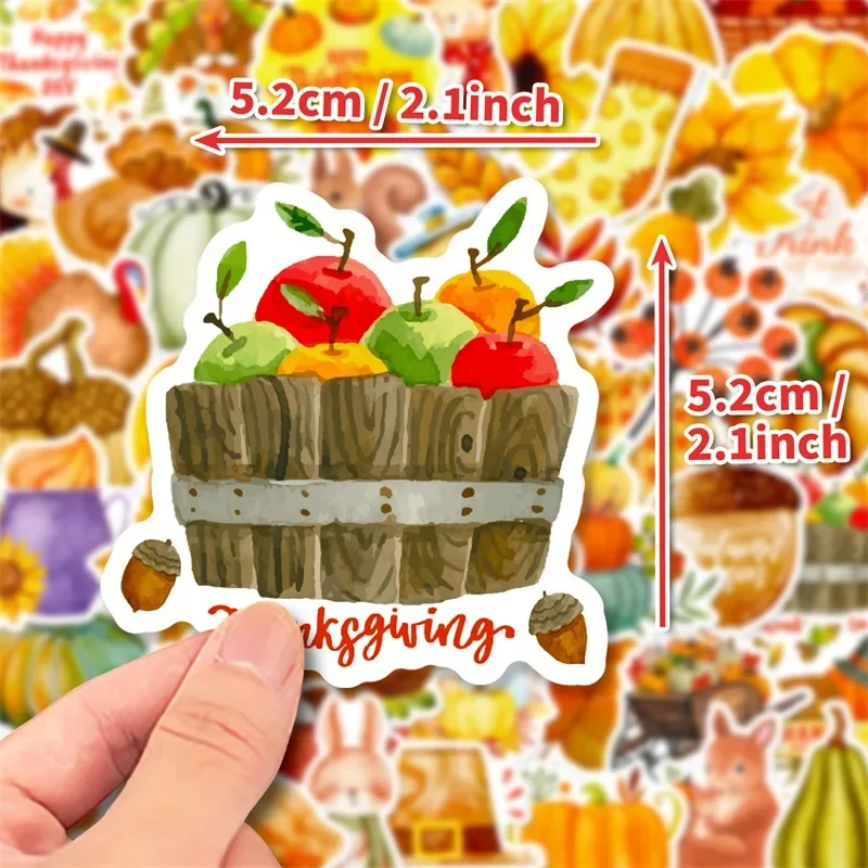 10/30/50PCS Cartoon Autumn Pumpkin PVC Sticker Aesthetic Color Decoration Scrapbooking Stationery School Supplies for Kids